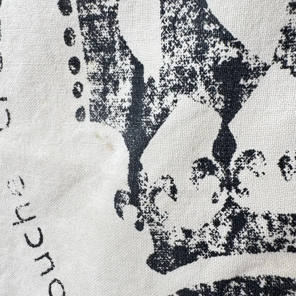 French Patisserie Pillow Cover 22 x 22  Inch Vintage Tan & Black  Cotton Linen
